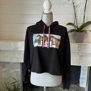 Friends The TV Series Black Cropped Cotton Blend Hoodie Size Large